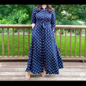 Banana republic polka dot maxi shirt dress
